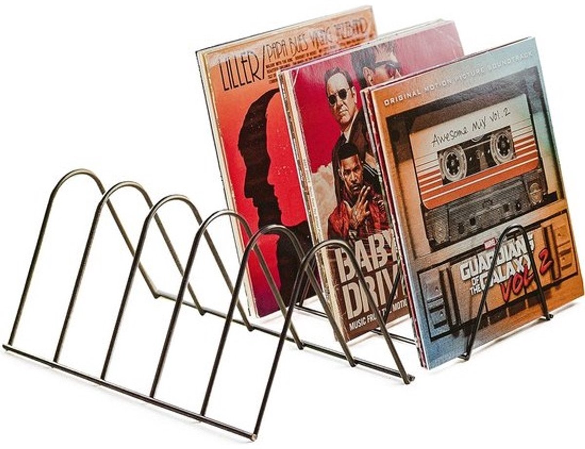 Platenstandaard | Opslag voor 75 LP's | Folderhouder | Matt Zwart Metal | Platenhouder Stand Tijdschriften Boeken Shelf