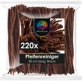 220 bruine pijpenragers van 30 cm lang in plastic verpakking.