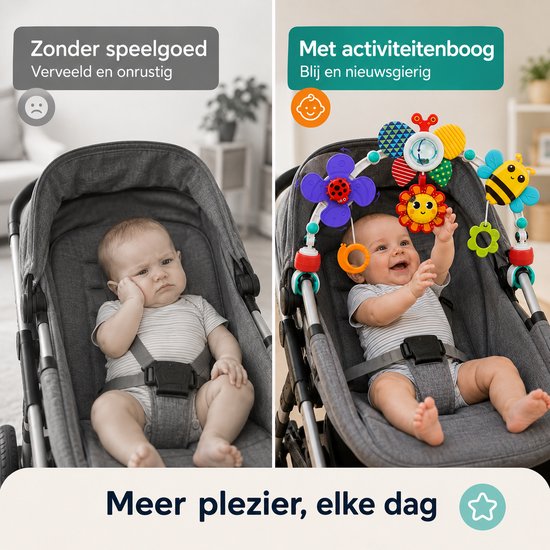 BOTC Wagenspanner - Speelboog - Speelboog voor kinderwagen - Speelgoed voor autostoeltje - Geschikt voor babywiegjes, ledikanten en kinderwagens - Babycadeau - Vlinder — afbeelding 2