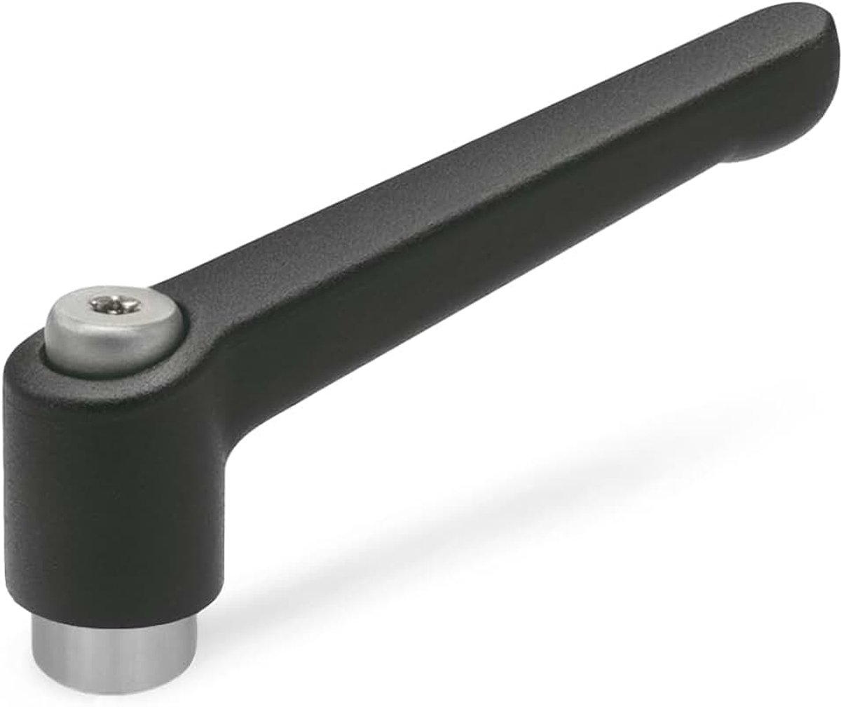 Normelemente GN 300.1-78-M10-SW 1-78-M10-SW Verstelbare klemhendels met roestvrijstalen schroefdraadbus, zwart, structuurmat, greeplengte: 78mm schroefdraad: M10