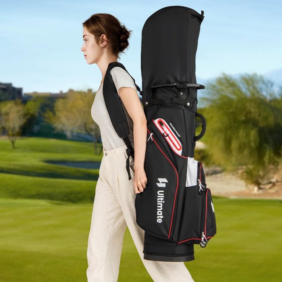 COSTWAY Golftas, lichte golftas met onderverdeling en draagriem, waterafstotende golftas met regenhoes, draagbare golftas voor heren en dames — afbeelding 5