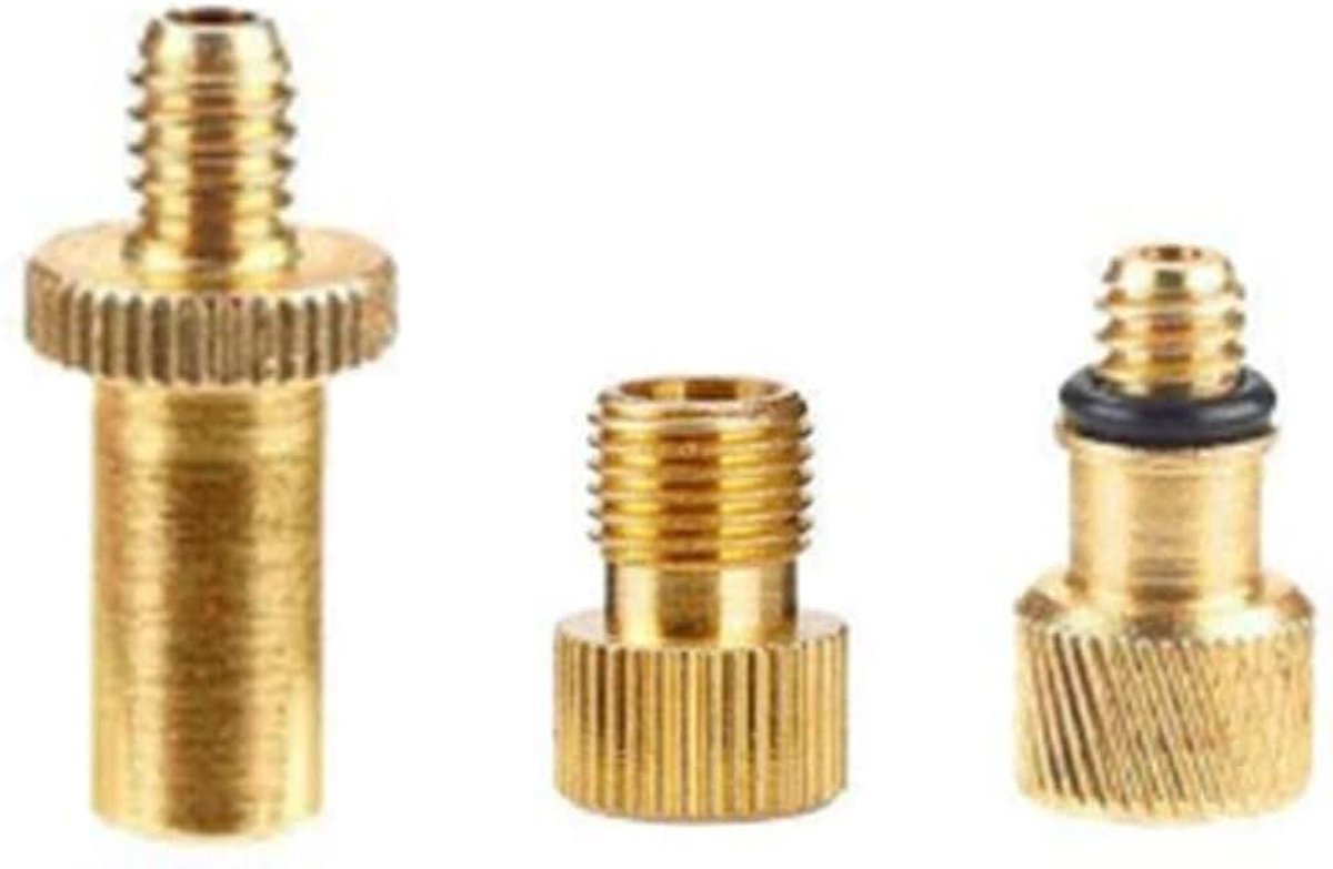 Bevat een 140 mm ventielverlenging en een ventieltrekker, 3 adapters voor autoventielen, Dunlop-ventielen en Franse ventielen, accessoires