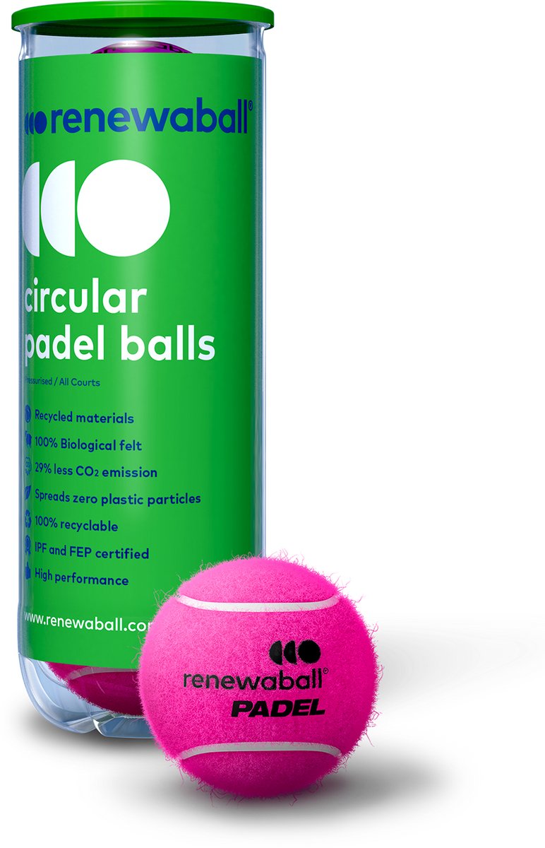 Renewaball 3 pink padel balls