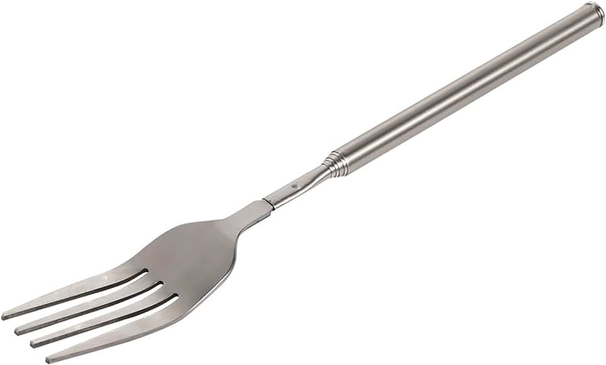 Uittrekbare vork, roestvrij staal, telescopische vork, lange handgreep, uittrekbaar, 22,1-64,6 cm, dessertvork, grill, vorken, voor toasten, avondeten, fruit, dessert