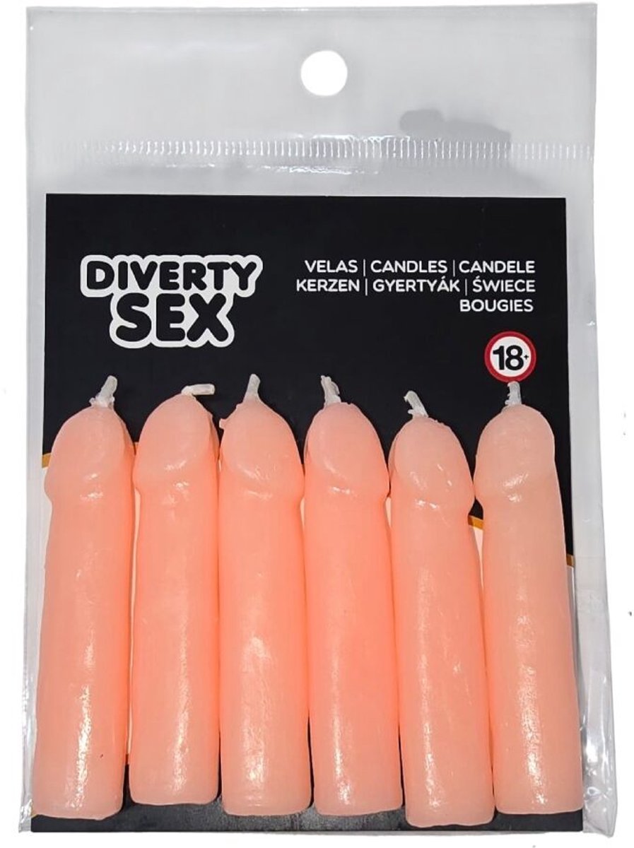 Penisvormige Kaarsen Set van 6, beige