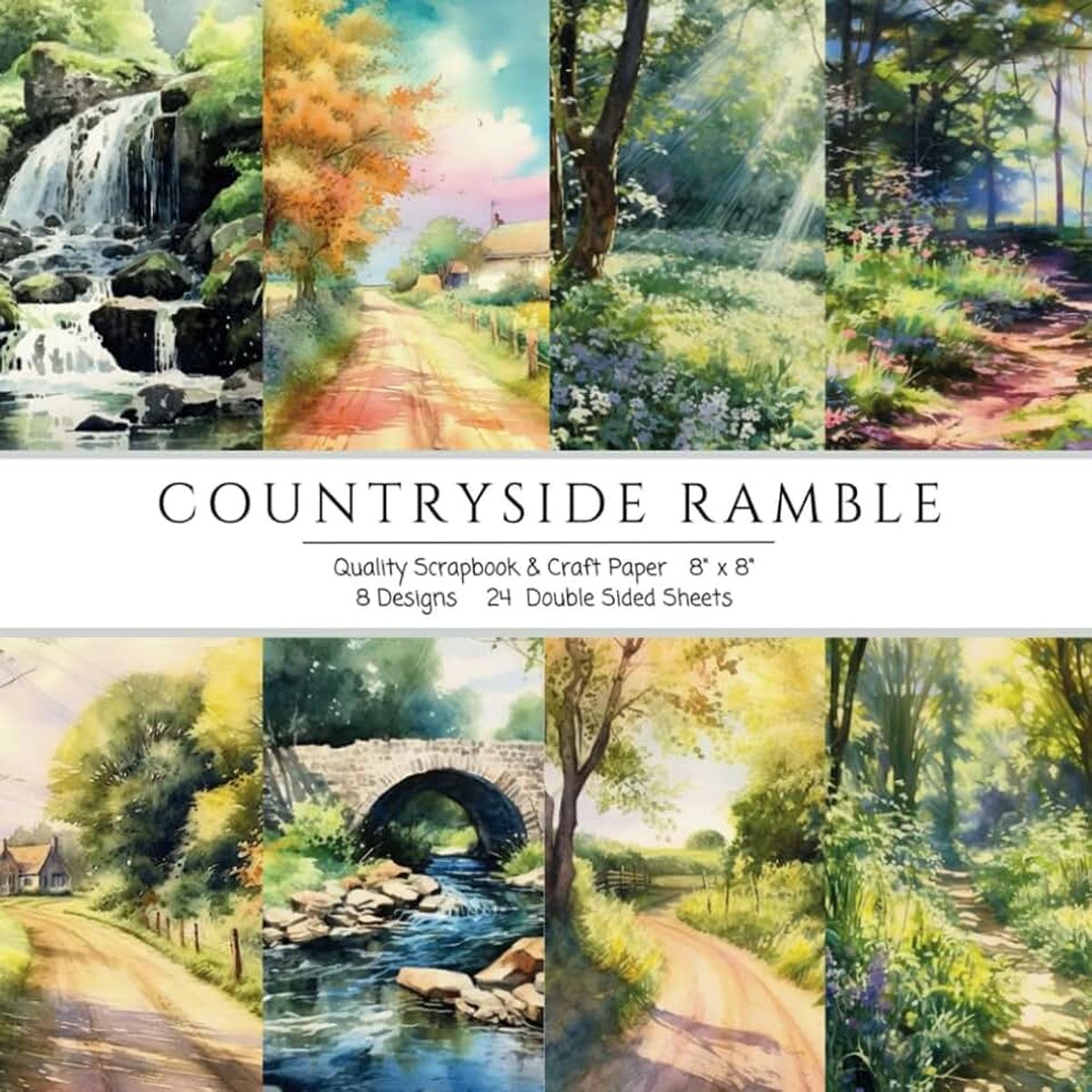 Paper Pad: Countryside Ramble: 8 Designs, 24 Double-Sized Craft Paper Sheets: For Scrapbooking, Journaling, DIY Paper Crafts, Card Making & More