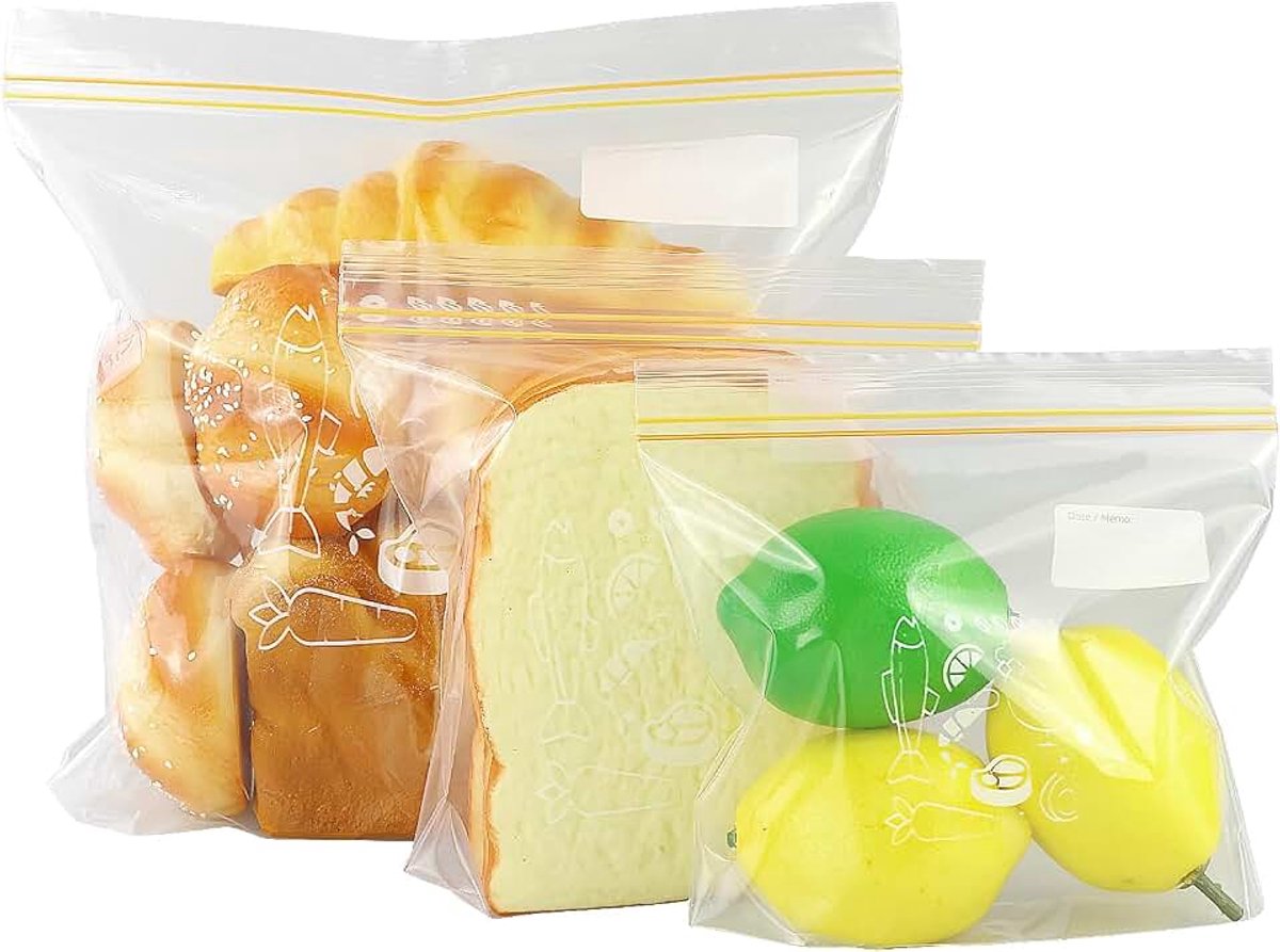 Zakjes voor het bewaren van levensmiddelen, diepvrieszakken, herbruikbare zakken met druksluiting, sandwichzakken, 20 verpakkingen (klein)