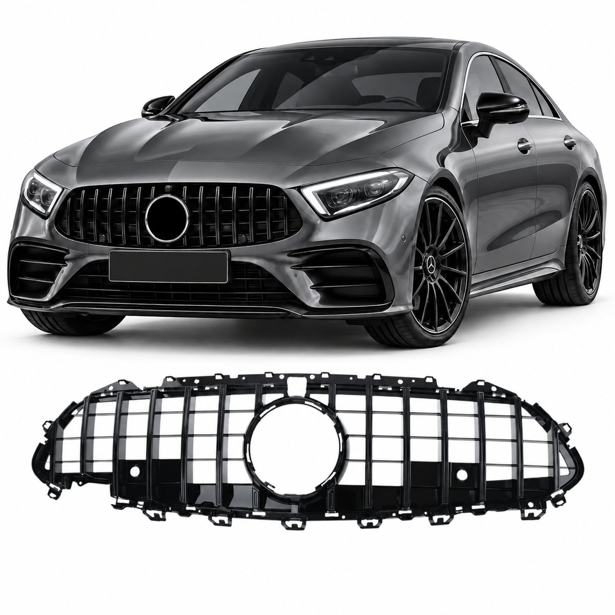 Panamericana GT Grill Geschikt voor Mercedes CLS C257 X257 2018-2023 – Hoogglans Zwart