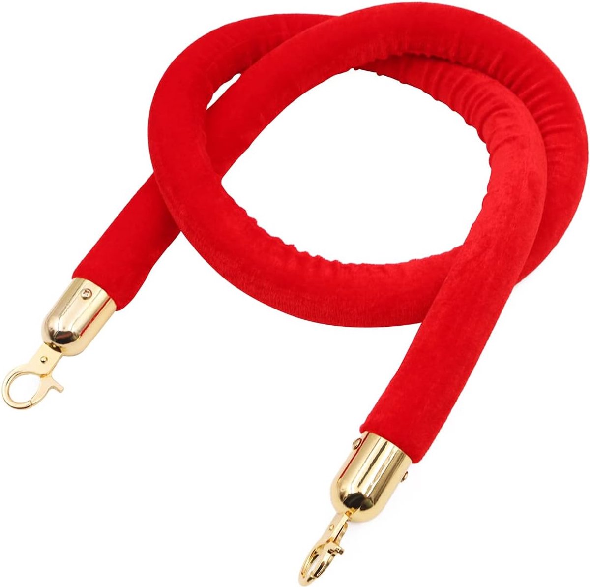 1,5 m rood barrièretouw, stanchion touw gedraaide wachtrij touwen verdeler menigtebestrijdingspalen pluistouw met goud verchroomde haken veiligheidstouw voor hotel bank bar