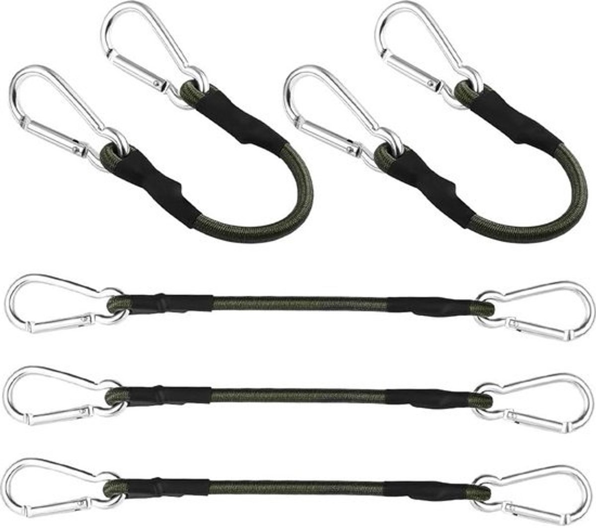 Spanrubber 30 cm extra sterk outdoor bungee-koorden - 5 stuks - expander met karabijnhaak - expandertouw - spanbanden - haak voor transport bagage camping .