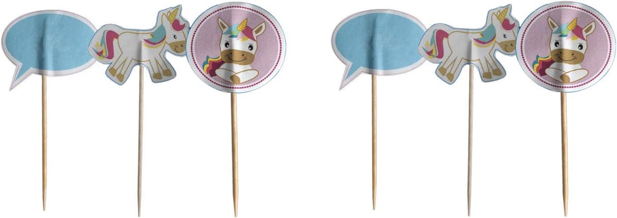 Bakset in eenhoorn-look, set van 2 decoratieve pickers in eenhoorn-look, 24 stuks, made in Germany