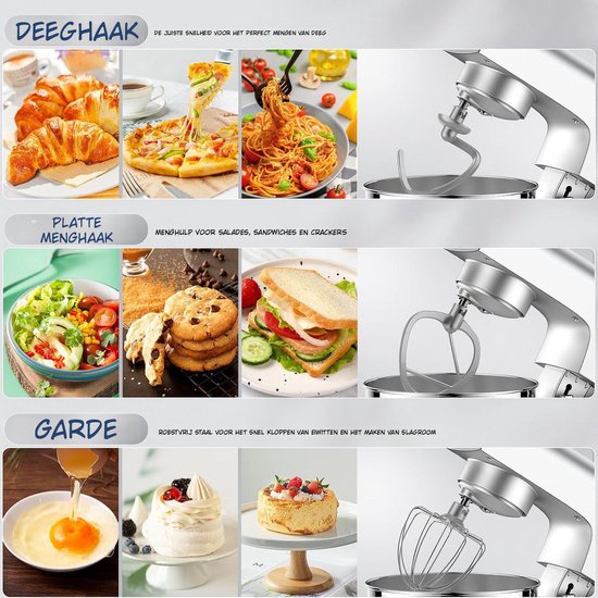 Kavo Deegmachine - Mixer met Kneedhaak - Kneedmachine - Zilver - 37cm x 24cm x 32cm van Kavo — afbeelding 3