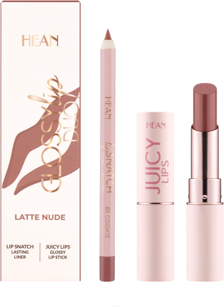Glossy Lip Duo Latte Nude, lipstick en lipliner Hean Cosmetics