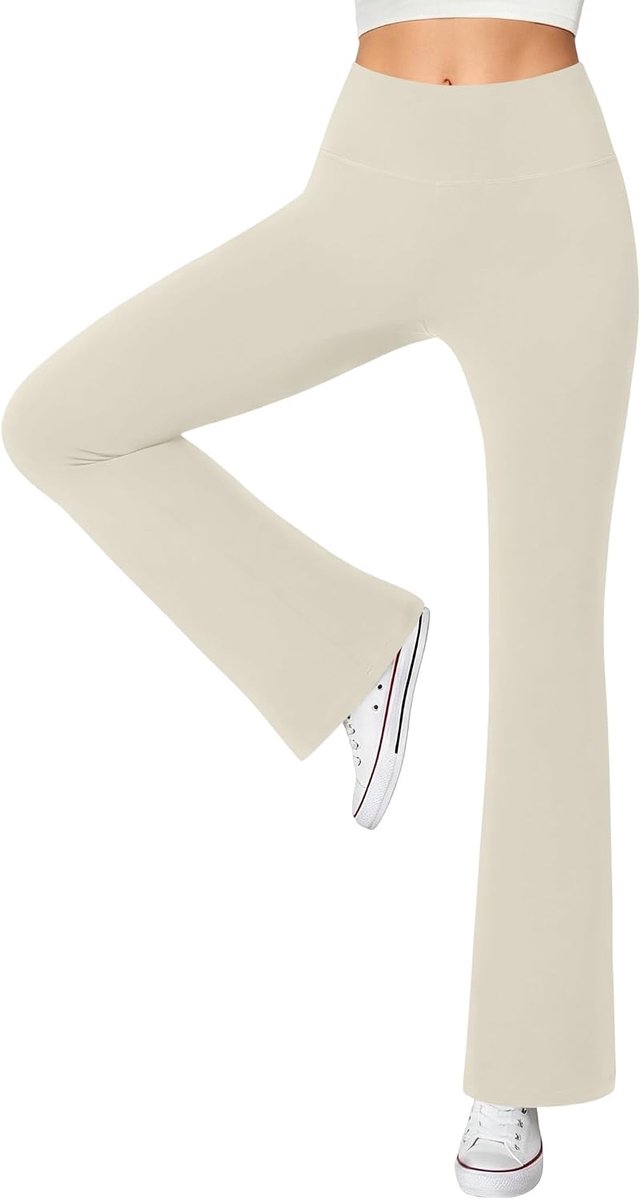 Yogabroek voor dames, hoge taille, uitlopende leggings, buikspiertraining, elastisch, voor vrije tijd