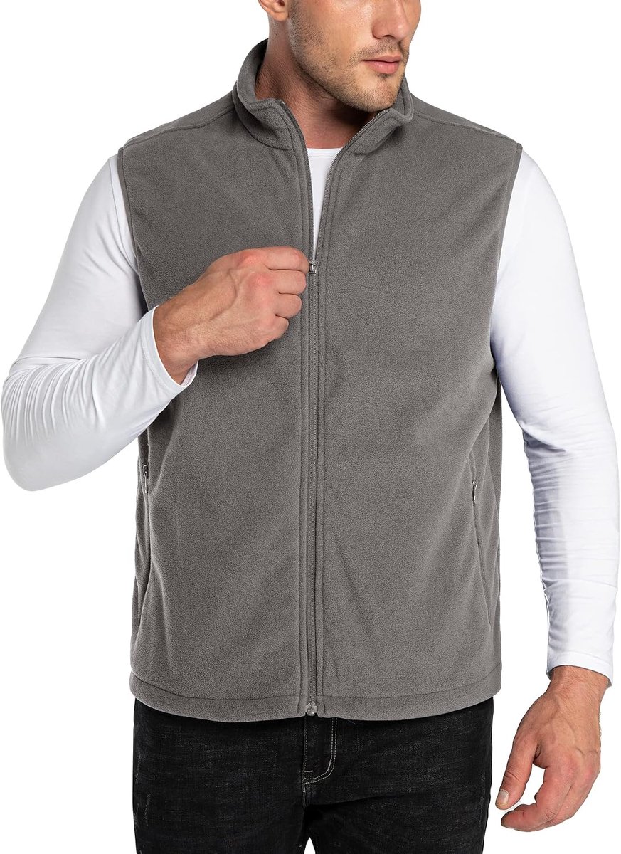 33,000ft Heren fleece vest jas staande kraag ultralicht outdoor mouwloos fleecejack giilet tops fleece vest heren met zakken ritssluiting