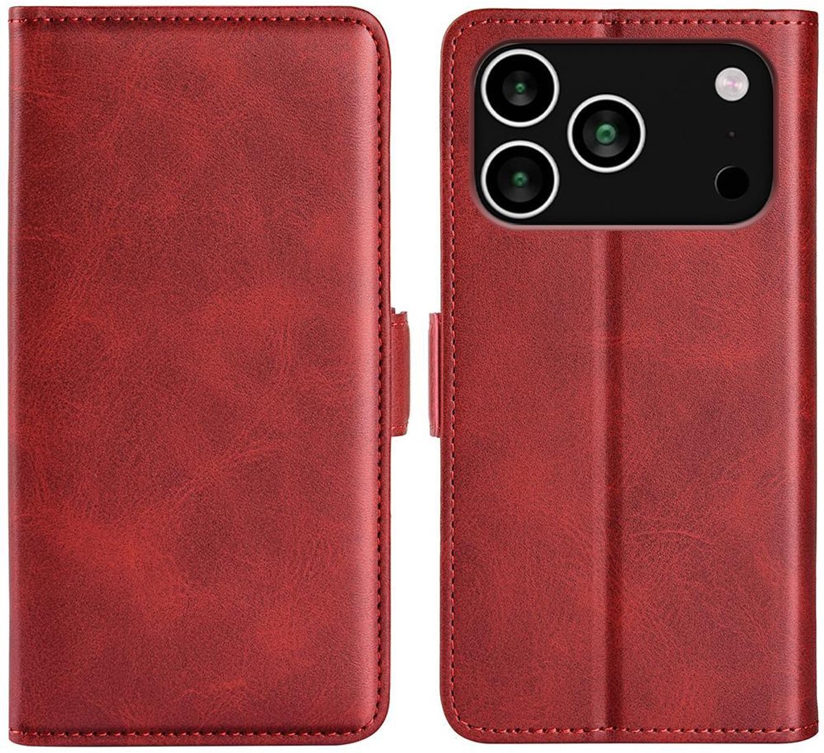 Mobigear Telefoonhoesje geschikt voor Apple iPhone 18 Pro Max Hoesje | Mobigear Slim Magnet Bookcase Portemonnee | Pasjeshouder voor 3 Pasjes | Telefoonhoesje voor Pinpas / OV Kaart / Rijbewijs - Rood