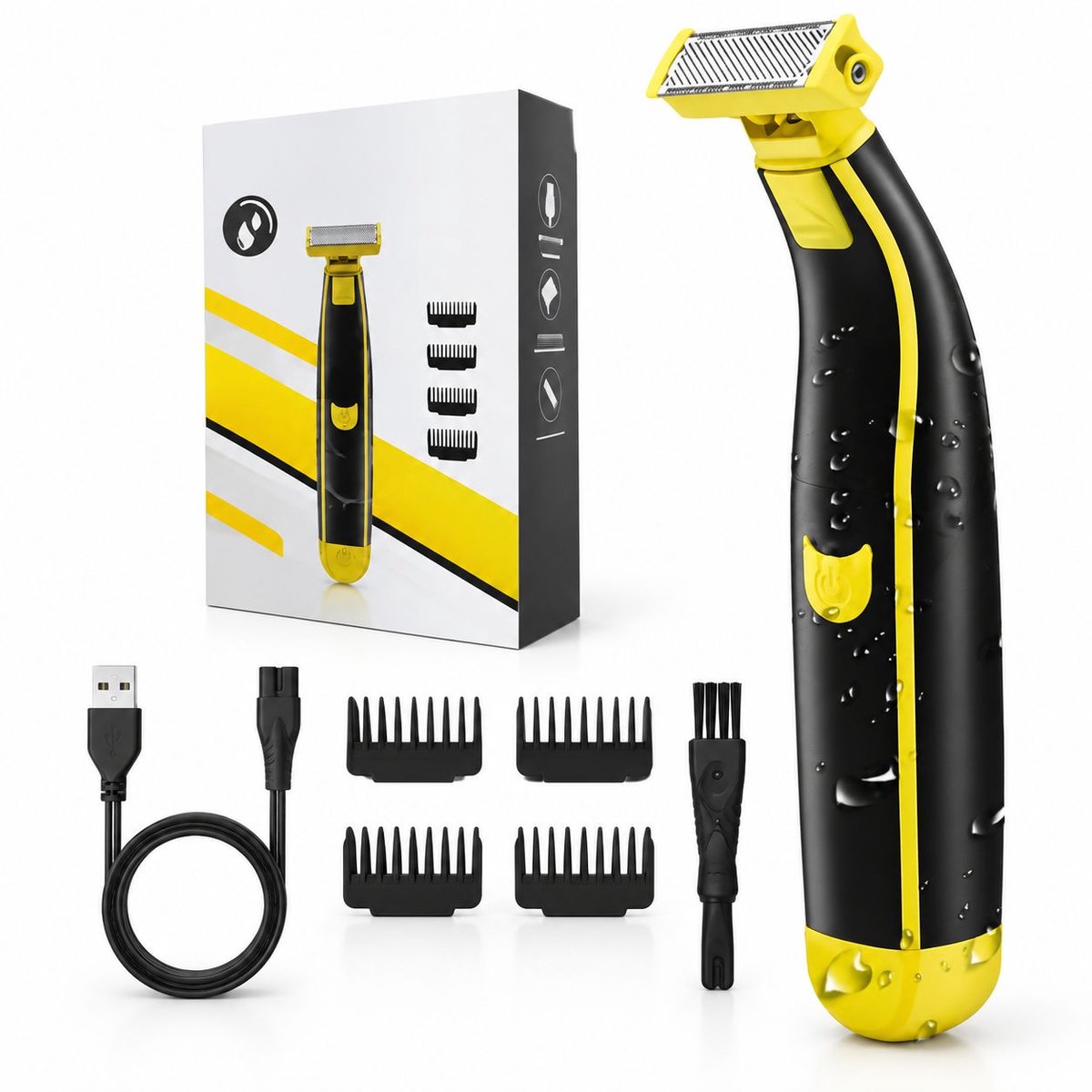 VHV - Scheerapparaat voor Mannen, Nat & Droog Elektrisch Scheerapparaat en Baardtrimmer, Oplaadbare Waterdichte Bodygroomer voor Gezicht, Borst, Oksels, Armen en Benen, met 1/2/4/6 mm Opzetkammen