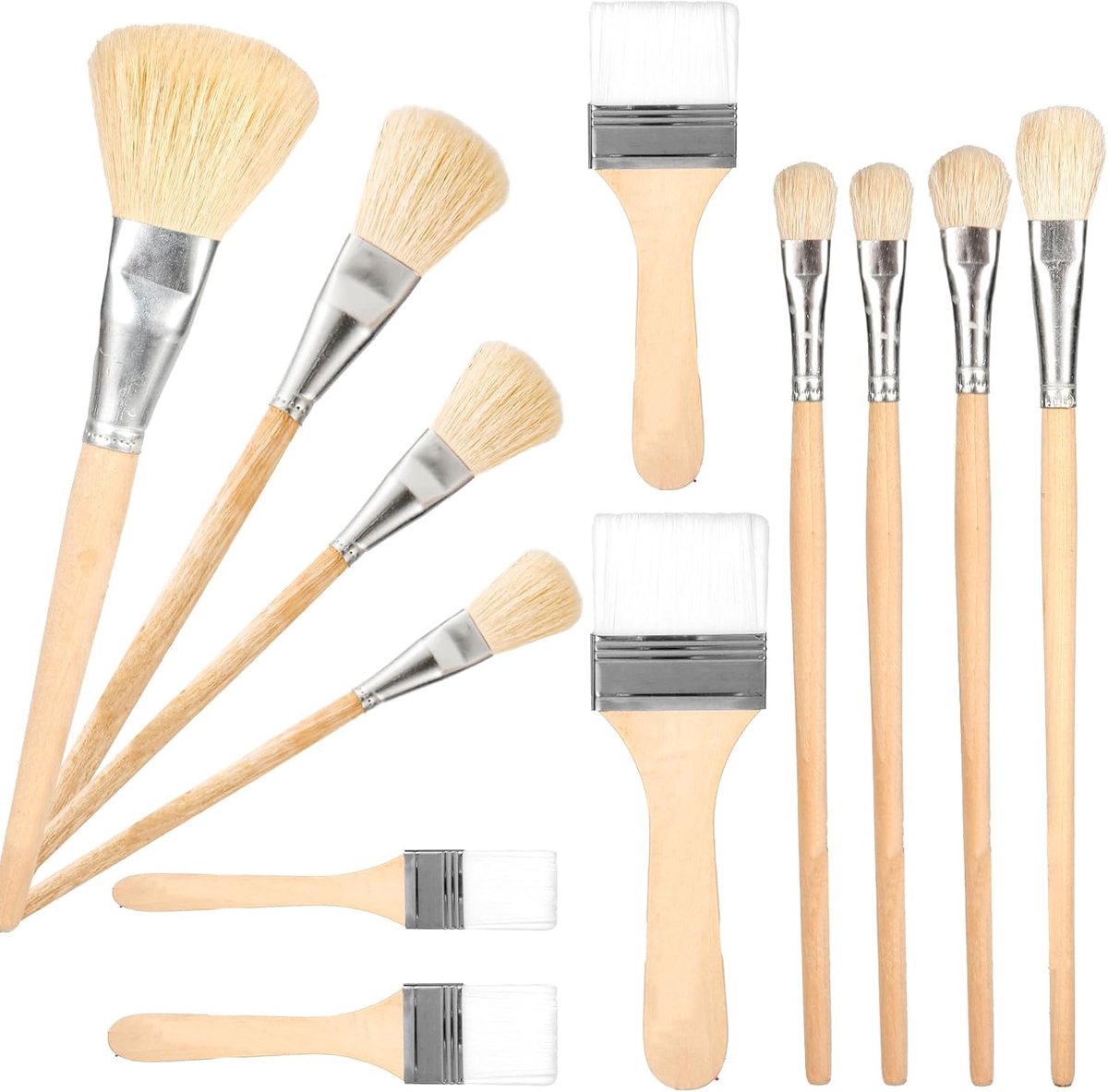 12st Verguldingsborstelset, Verfborstelset Acryl Bladgoudborstel Wartercolor Folie Geitenhaar Dweil Mengborstels voor Schilderkunst Handwerkbenodigdheden