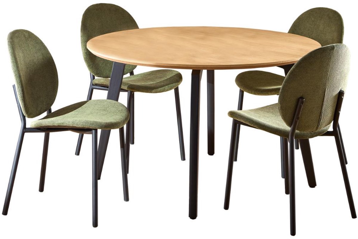 Giga Living Eetkamerset Harvey Eiken Caso Groen Ø120cm - Giga Living Naturel