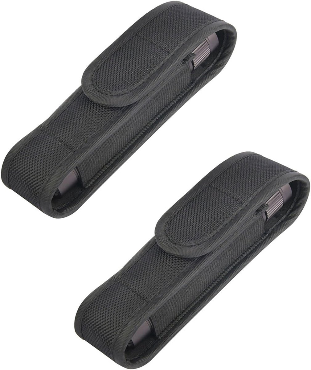2 stuks holsters voor riem-zaklamp, holster voor zaklamp van nylon, draagbaar, led, zaklamp van nylon, zwart, tactische zaklamp voor jacht in de open lucht, kamperen, wandelen