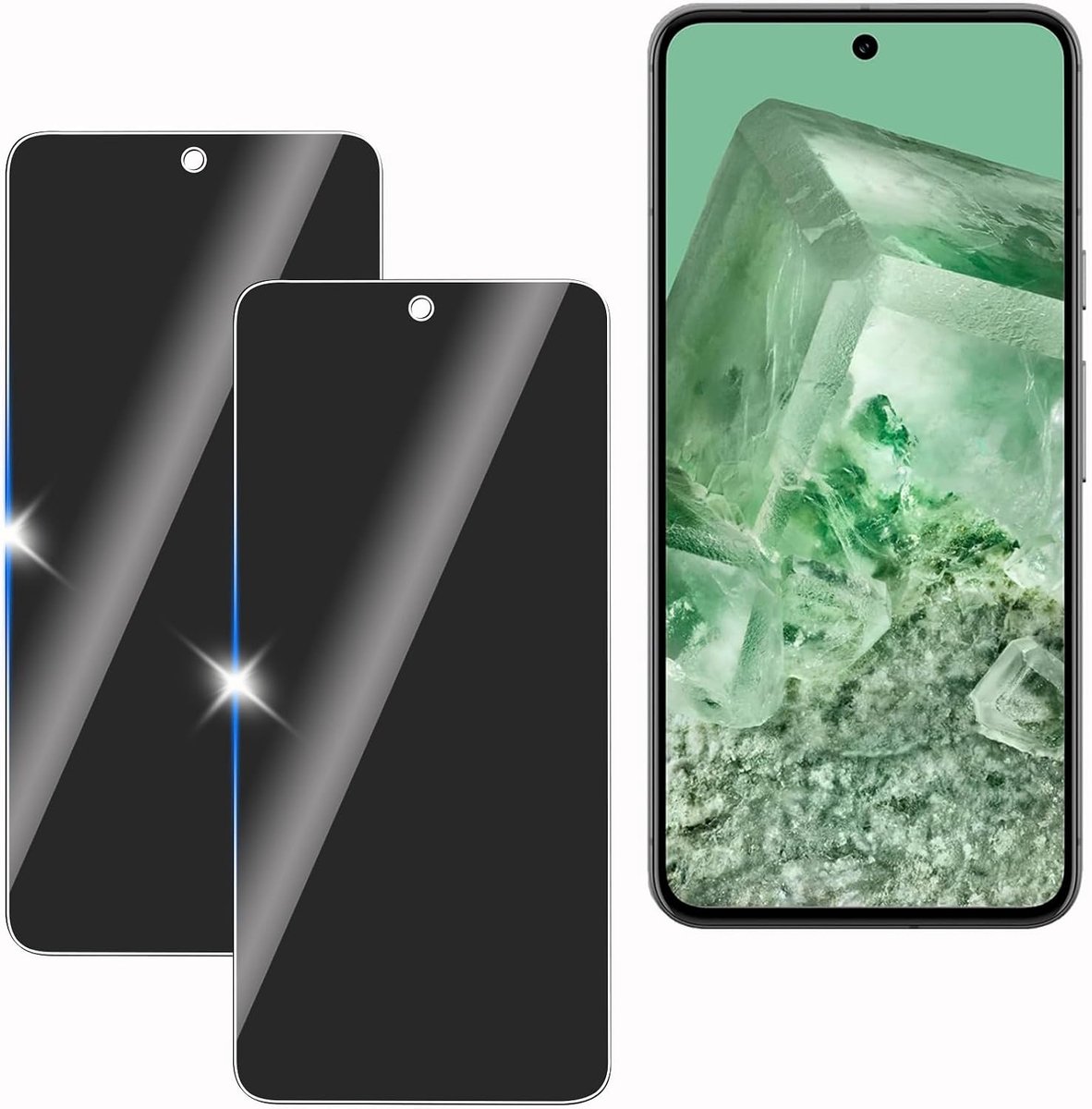 Voor Google Pixel 8 2 stuks privacy scherm anti-snoop film, anti-spion beschermglas film,privacy scherm, 9H hardheid, krasbestendig