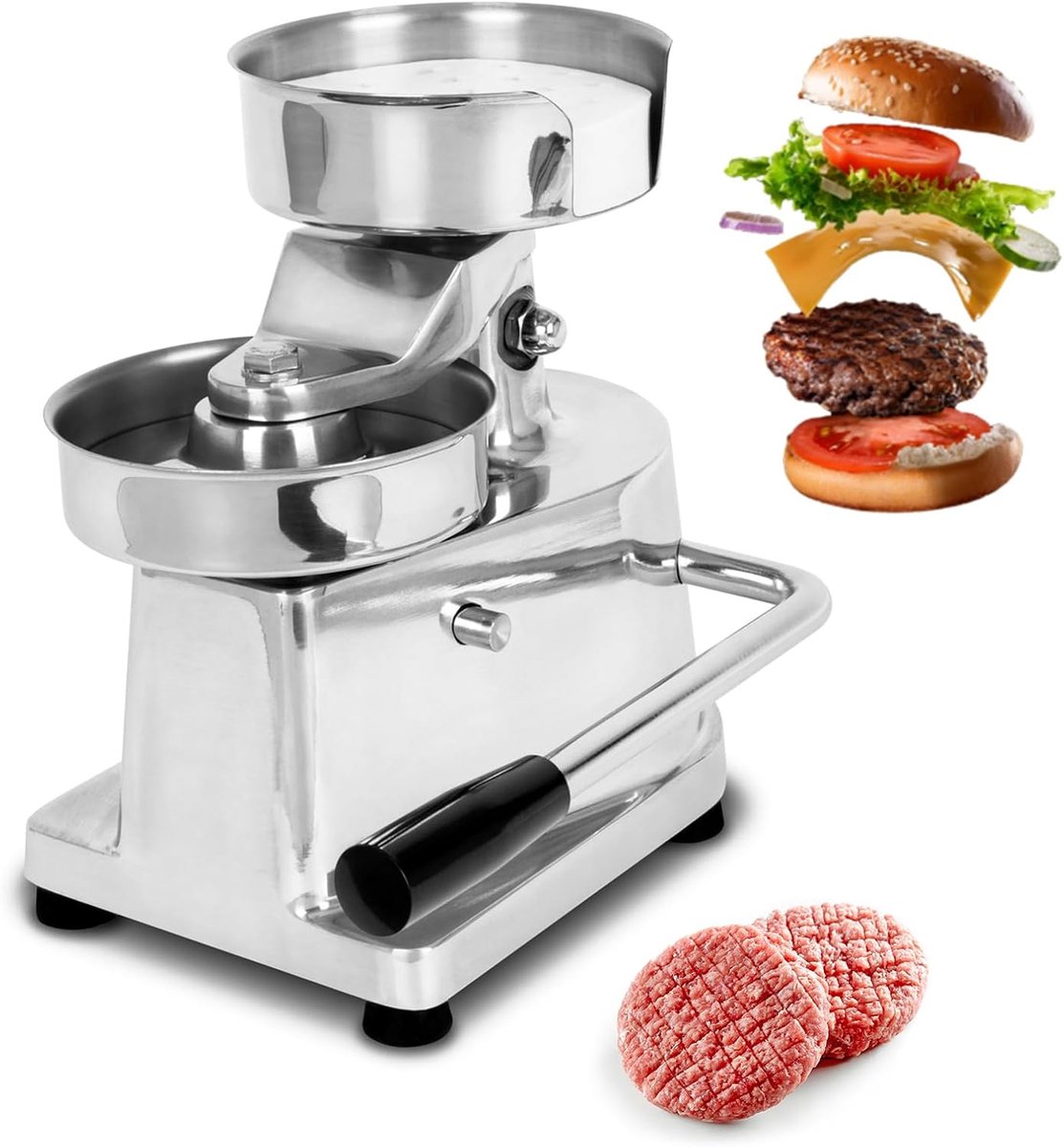 Hamburgerpatter, professionele hamburgerpatty pers voor 13 cm hamburgerpatties, met anti-aanbaklaag en antislip rubberen voetjes, geschikt voor thuisgebruik, voor
