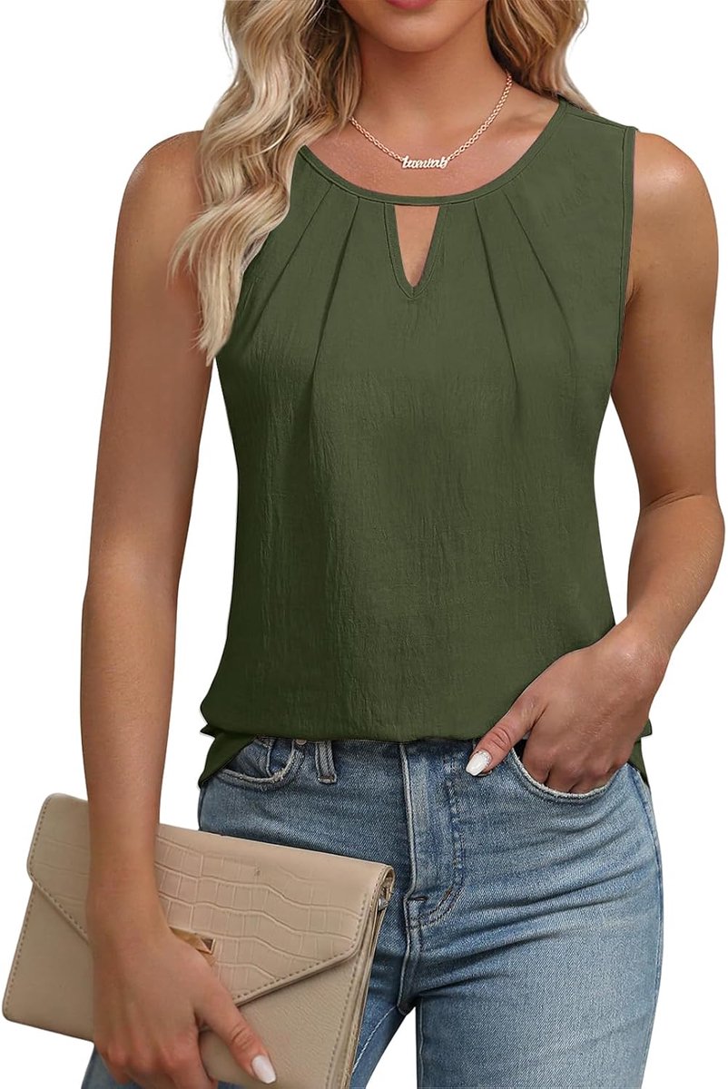 Tanktop Dames Zonder Mouwen Blouse Top Dames Basic Cami Zomer V-hals Tops Blouseshirt Vest