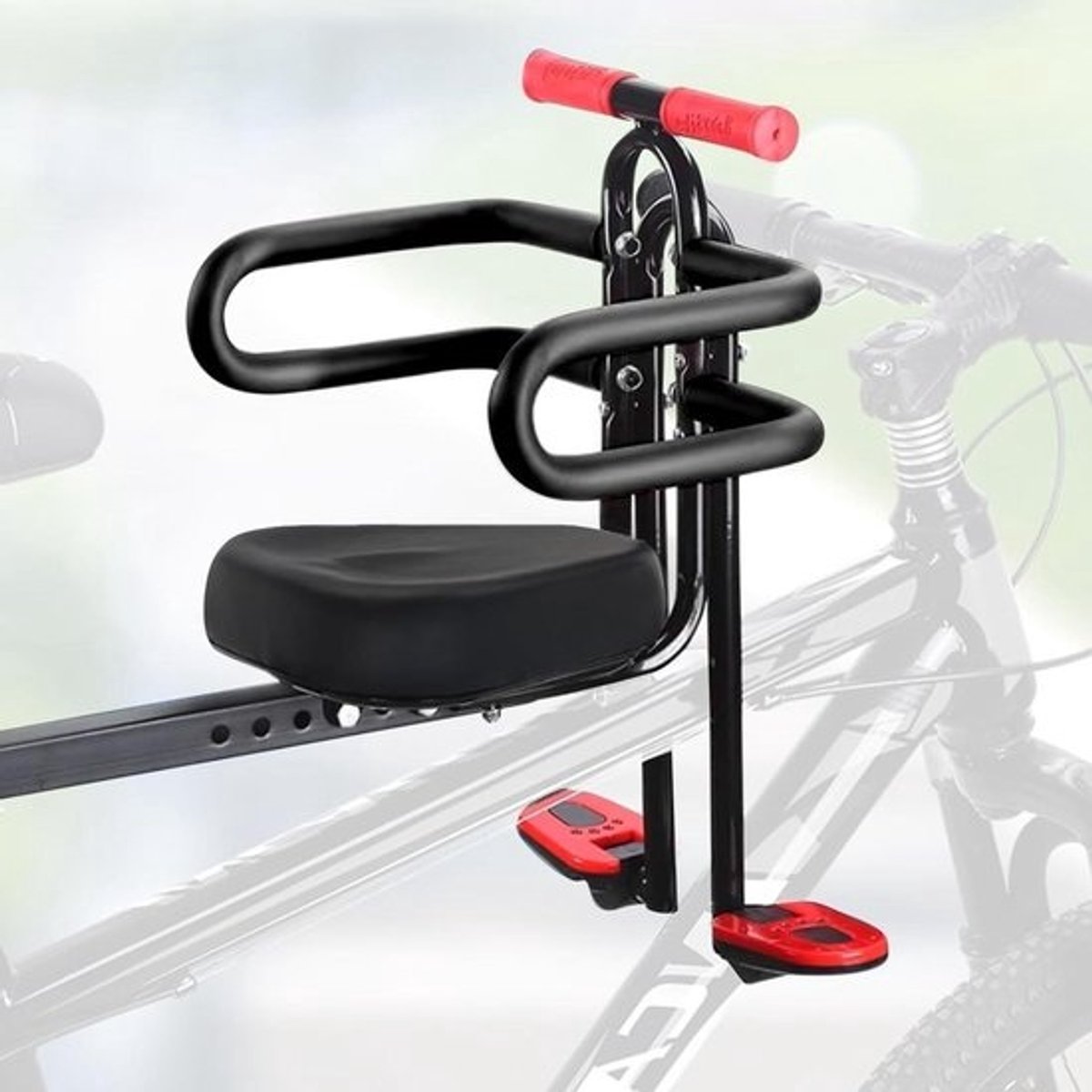 Child Seat Front Bike with Armrests and Footrests for Mountain Bike City Bikes Folding Bikes