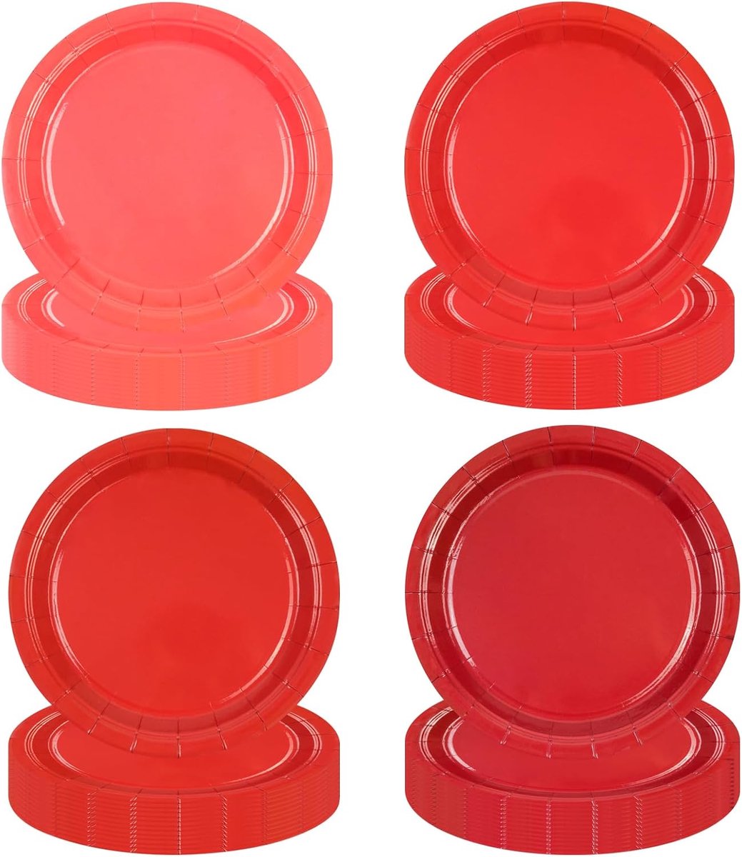 Borden met kleurverloop, rood, 23 cm, voor barbecue, decoratie, bruiloft, boerderij, 4 kleuren