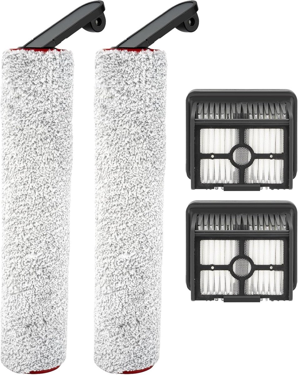 Pro vervangende borstelrollen en HEPA-filters compatibel met Dreame H12 Pro/ H12 Dual draadloze natte en droge stofzuiger, 2 borstelrollers, 2 HEPA-filter, reserveonderdelen
