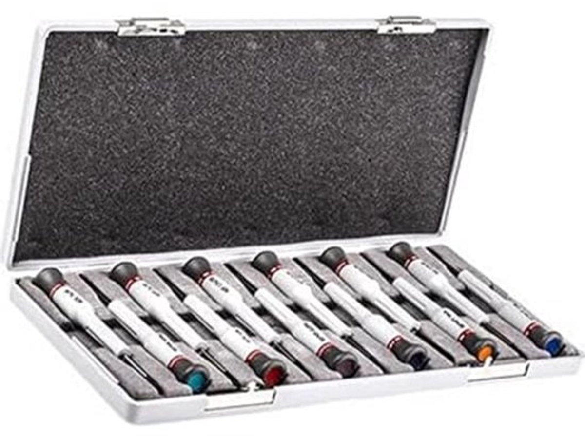 Micro-Tech schroevendraaierset 12 stuks - zilverkleurig
