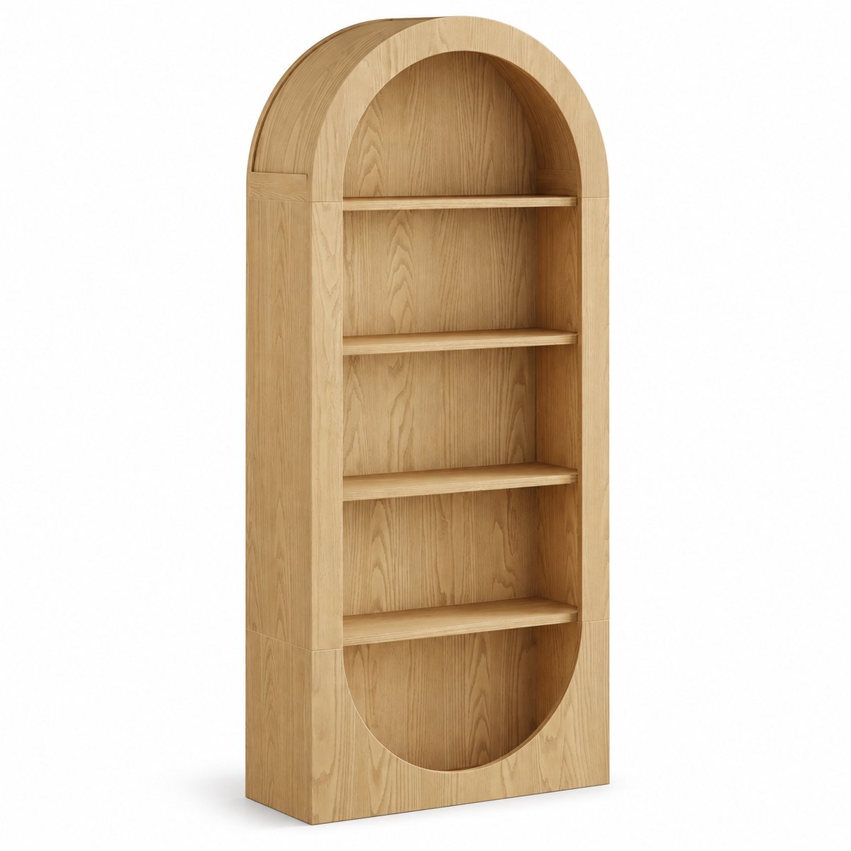 DMG Supply Boekenkast - Boogvormig - 5 Planken - 80 x 30 x 180 cm - Lichtbruin - Spaanplaat