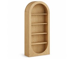 DMG Supply Boekenkast met Boog - Open Kast - Boekenrek met 5 Lagen - Scandinavisch - Lichtbruin - 80 x 30 x 180 cm