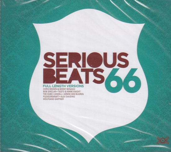 Albumhoes Serious Beats 66 met rode en teal tekst. Artiestenlijst zichtbaar.