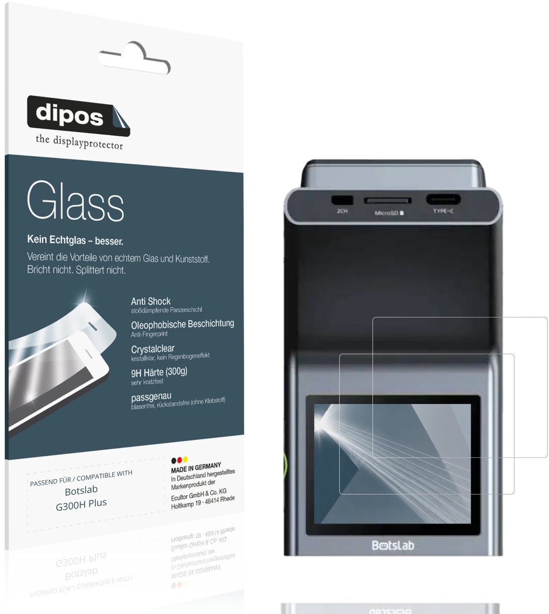 dipos – 2x Pantserfolie geschikt voor Botslab G300H Plus | 9H Screenprotector