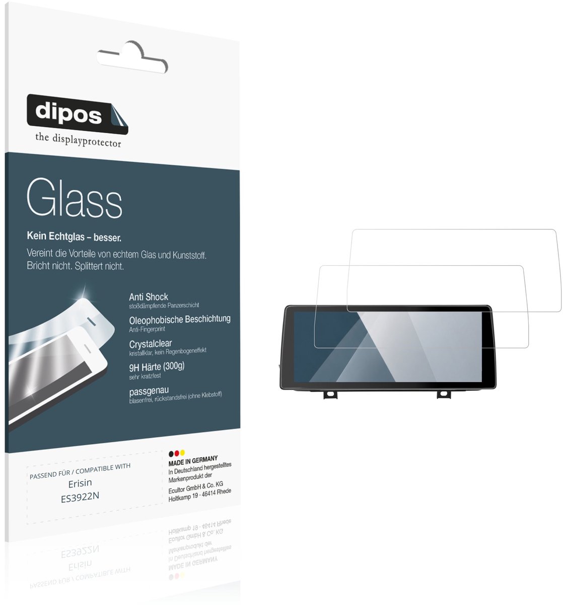 dipos – 2x Pantserfolie geschikt voor Erisin ES3922N | 9H Screenprotector