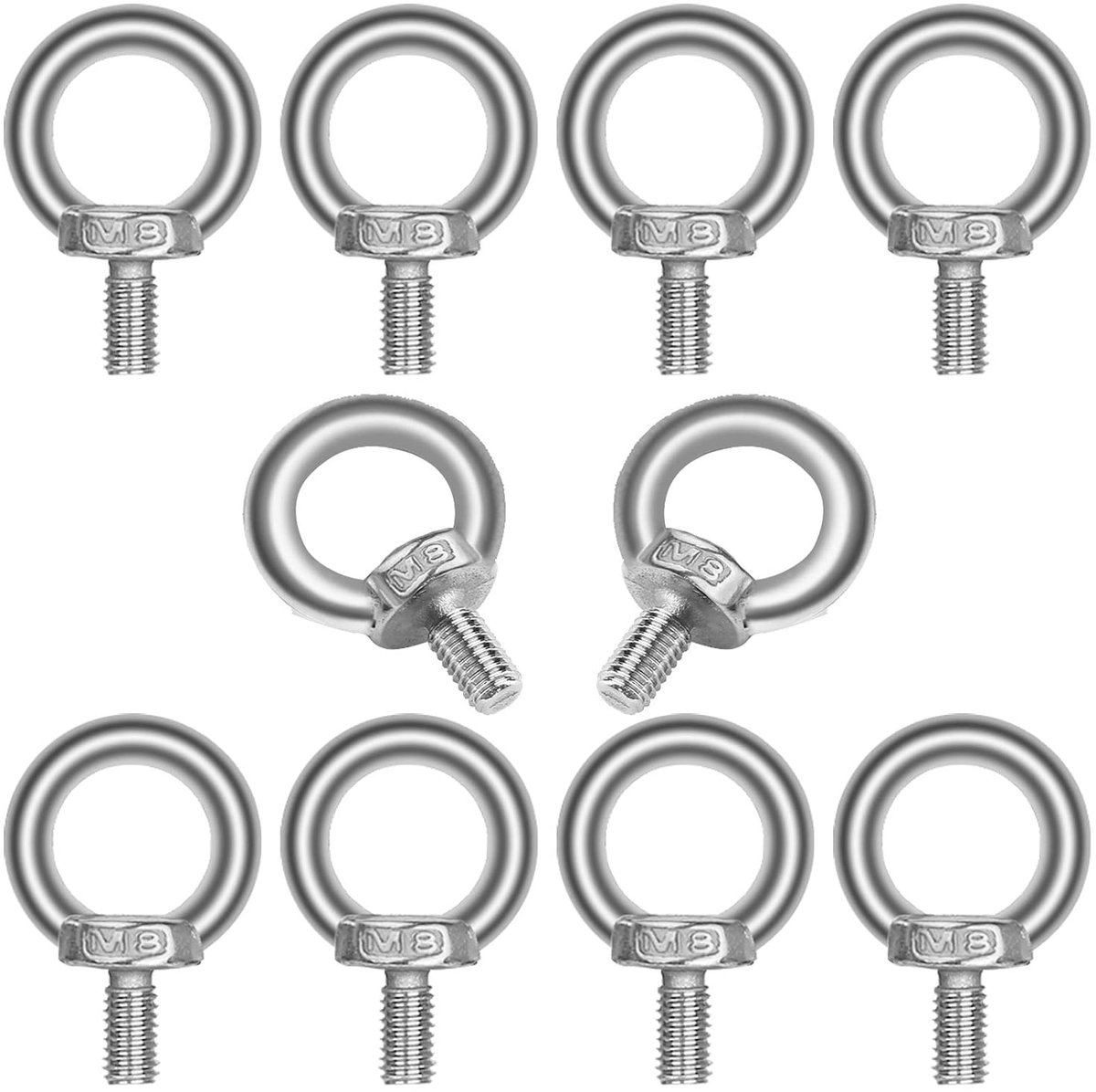 Lifting Eye Bolt 10Pcs, JatilEr 304 RVS Hijsring Oogbouten Hardware Oogmoer, Ringvorm Oogbouten Mannelijke Draad Ring Schroef voor Living Lifting en Diverse Engineering Hefapparatuur