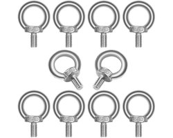 Lifting Eye Bolt 10Pcs, JatilEr 304 RVS Hijsring Oogbouten Hardware Oogmoer, Ringvorm Oogbouten Mannelijke Draad Ring Schroef voor Living Lifting en Diverse Engineering Hefapparatuur