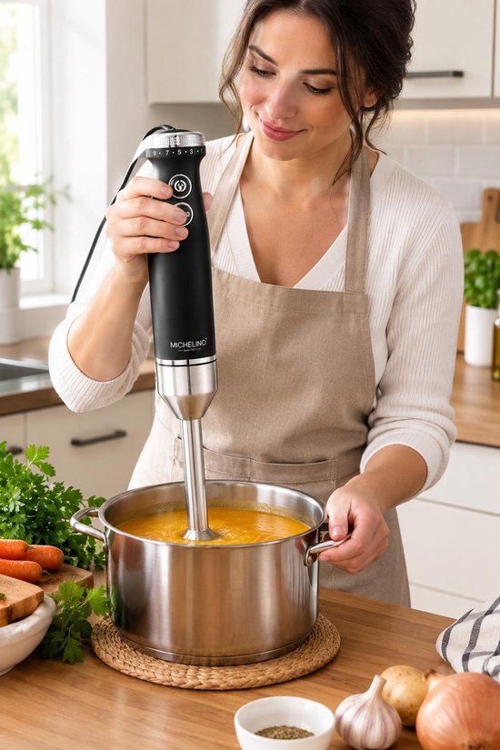 MICHELINO Staafmixer 1000 W - Hand Blender - Met 5 Snelheden Met Turbo - Roestvrijstalen Mes - Zwart/Zilver Kleur van Michelino — afbeelding 4