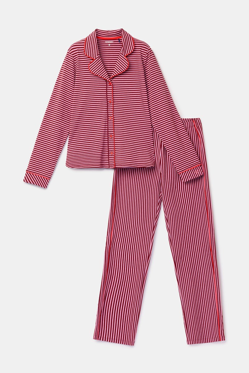 Woody pyjama dames - streep roze - 262-15-XPE-Z/913