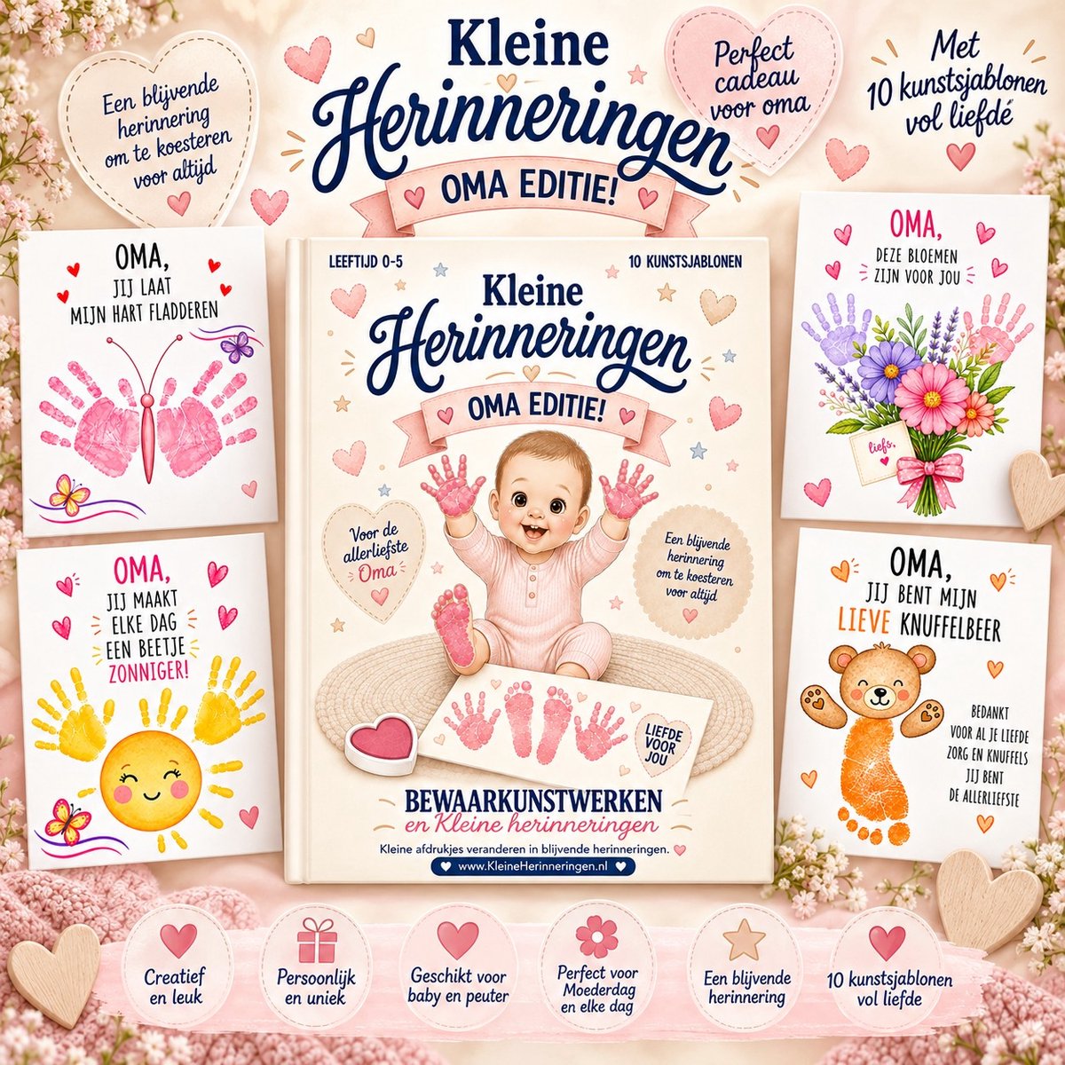Vingerverf set OMA - 10 posters - Vingerverf - A4 - 10 stuks sjablonen - 10 x A4 + vingerverf en kwastje - Vingerverf set - Vingerverf - Cadeau verjaardag - moederdag cadeau - Poster - gepersonaliseerd cadeau - cadeau oma - kleurplaat