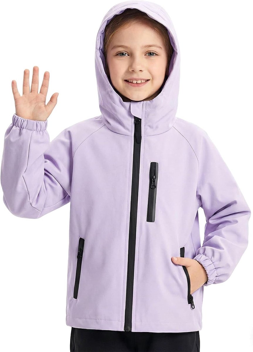 Waterdichte jassen voor meisjes en jongens, lichtgewicht ademende jas, kinderregenjas, lente- en herfstjas, unisex tussenjas met reflecterende strepen, winddichte jas, outdoorjas, 5-13 jaar