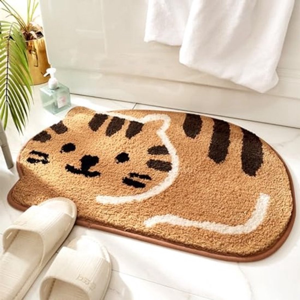 Schattige Antislip Badmat met Kattenontwerp - 45,7 x 66 cm - Zacht en Absorberend