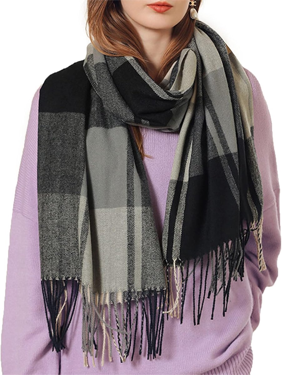 Damessjaal XXL warme, zachte gebreide, geruit, winter, herfst, wol, beschermend, halsdoek, poncho, cape, Zf