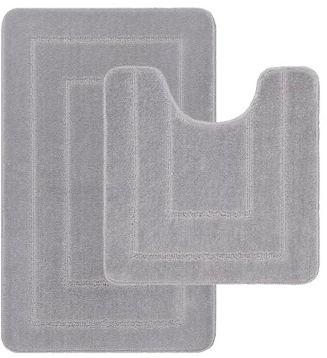 Zachte en Absorberende Badmat Set van 2 - Antislip Badkamer Matten - Grijs