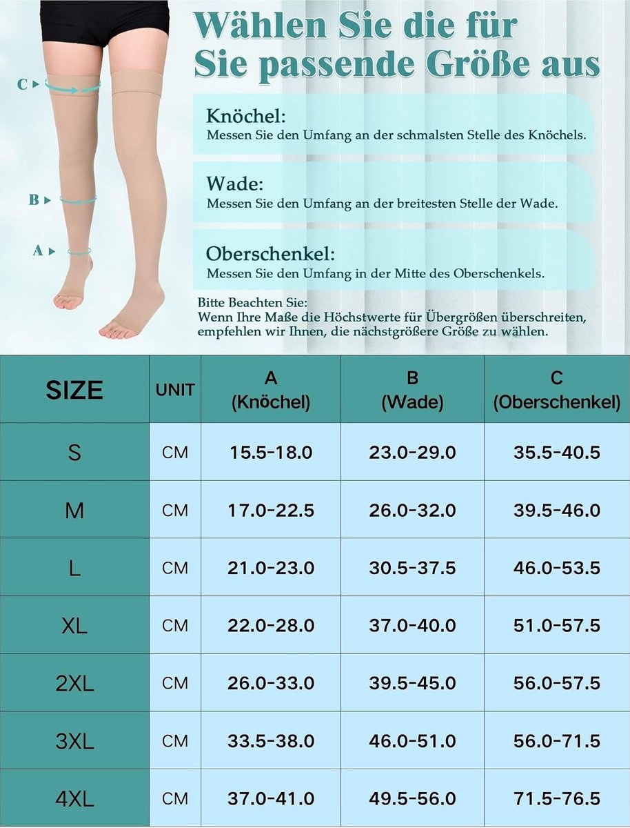 Kousen voor dames en heren, klasse 1, trombosekousen, 15-20 mmHg, lange trombosekousen, vlucht, compressiesokken, steunkousen voor spataderen, oedeem, DVT, M