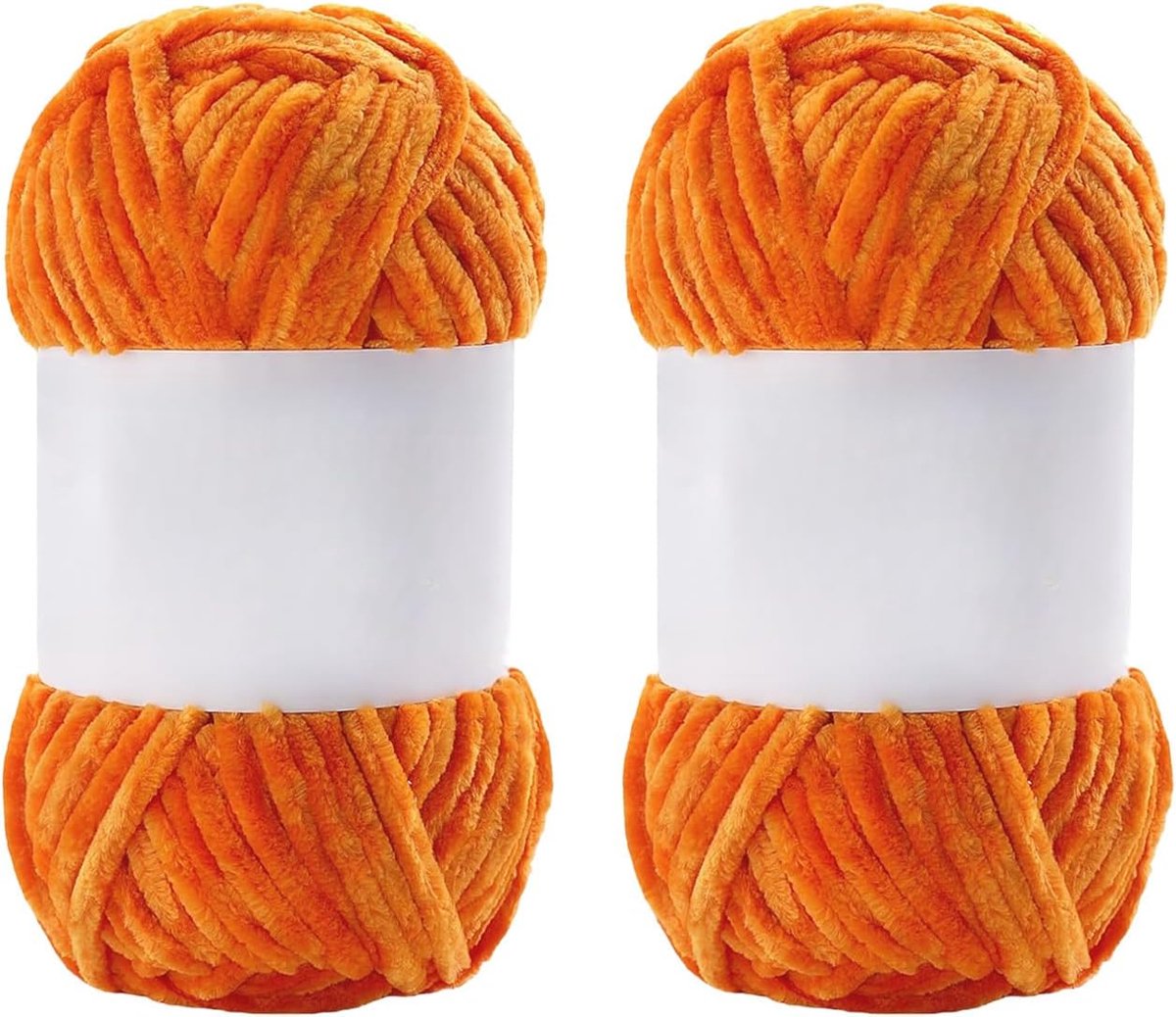 2 stuks 100 g dikke chenille-garen, ultrazacht pluizig fluwelen garen voor breien, haken, dekens, doe-het-zelf weven (oranje)
