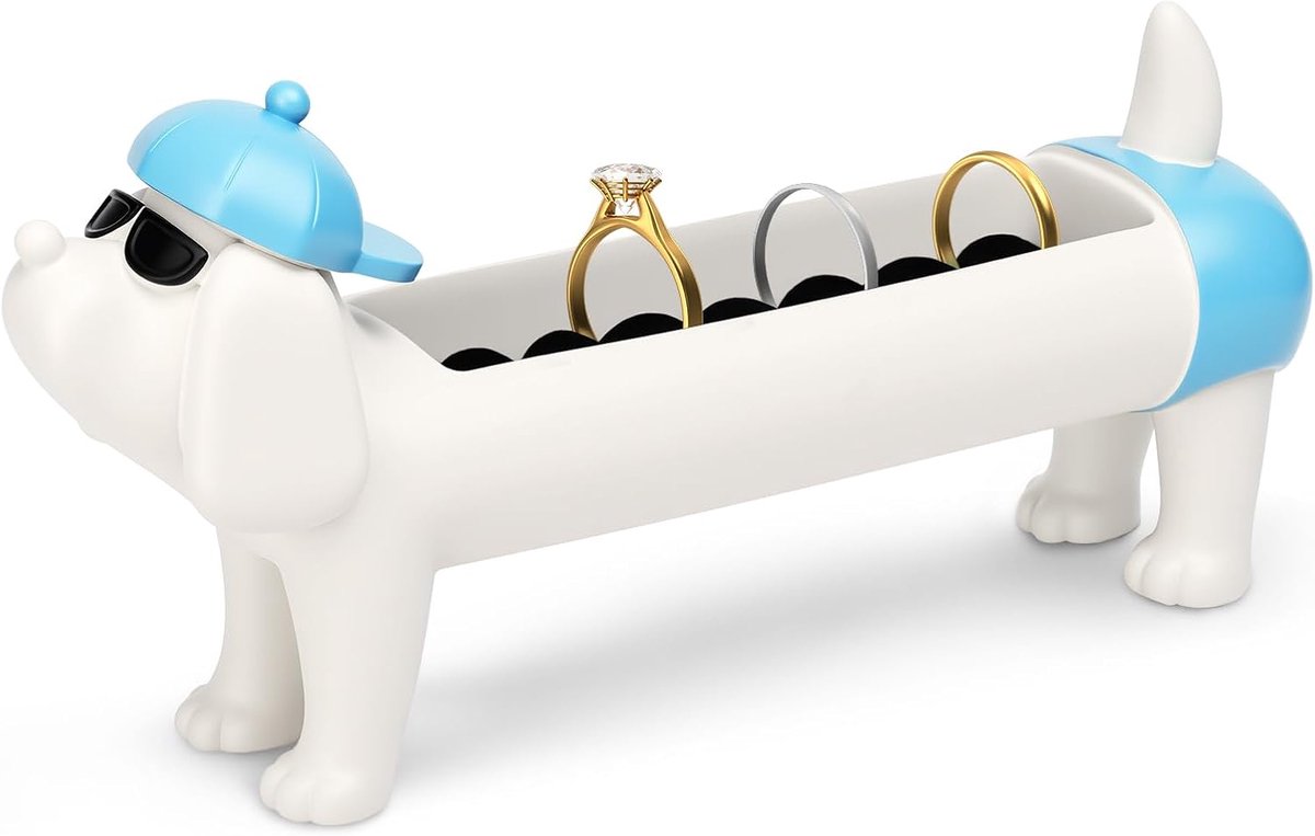 Teckel Ring Houder, Hars Sieraden Organizer Geschenken voor Vrouwen Hondenliefhebbers, Wiener Hond Decor voor Thuis Desktop Teller
