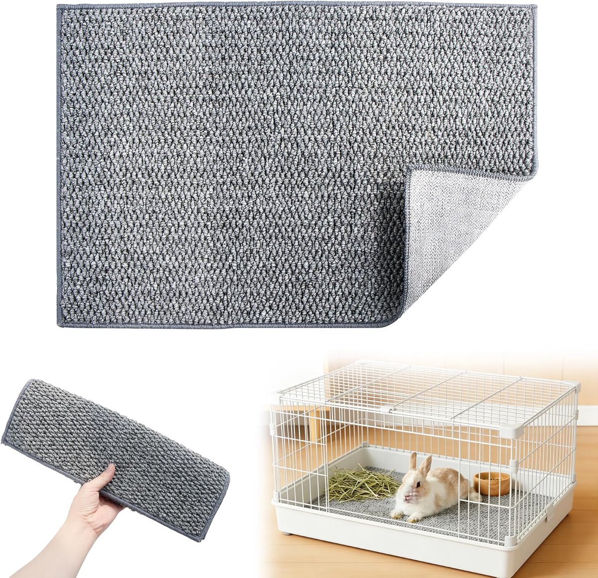 Krabmat voor knaagdieren, hennepmatten voor konijnen, accessoires voor klauwen en tandverzorging, sisal krabmat voor konijnen, knuffelbedden om te bijten, slapen en nestelen (40 x 60 cm)