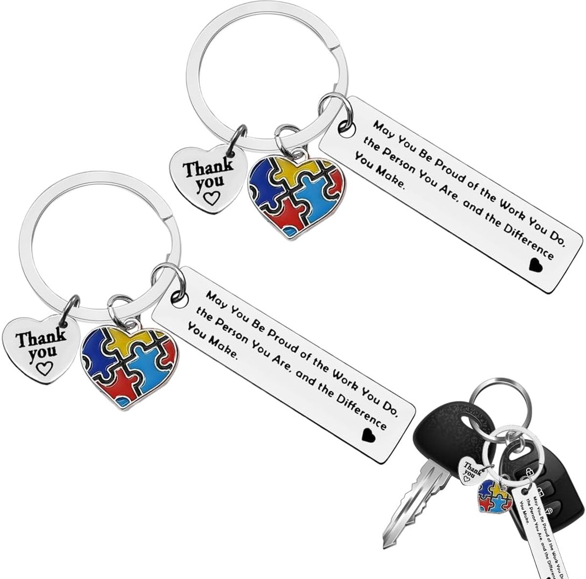 Dames, twee motiverende sleutelhangers van roestvrij staal met het opschrift "Danke" zijn het perfecte cadeau voor familie, vrienden en collega's.